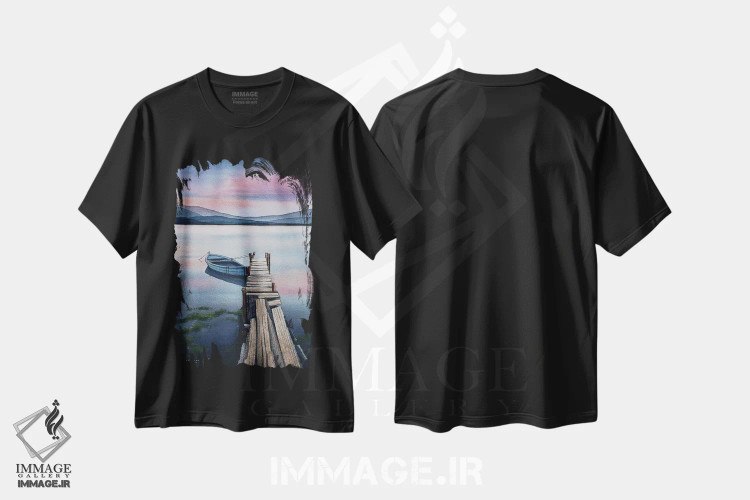 تیشرت مشکی طرح دار آرامش بخش، دکور معاصر اثر لیام کوموات | فروشگاه ایماژ