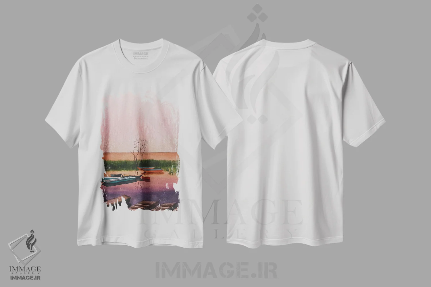 تیشرت سفید طرح دار آرامش II، هنر فاخر معاصر اثر لیام کوموات | immage.ir