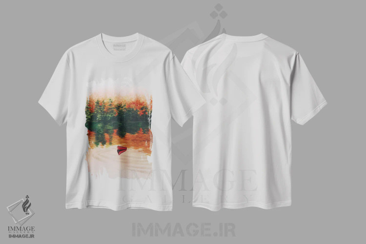 تیشرت سفید طرح دار قایق قرمز II، هنر فاخر معاصر اثر لیام کوموات | immage.ir