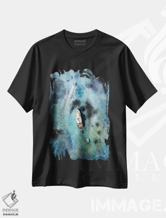 تیشرت مشکی طرح دار سرعت، تزئینی اثر لیام کوموات | فروشگاه ایماژ
