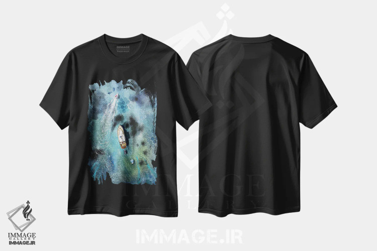 تیشرت مشکی طرح دار سرعت، تزئینی اثر لیام کوموات | فروشگاه ایماژ