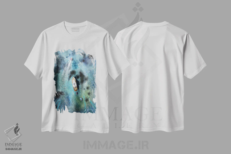 تیشرت سفید طرح دار سرعت، تزئینی اثر لیام کوموات | immage.ir