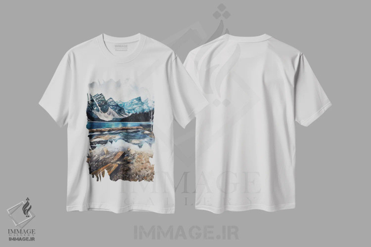 تیشرت سفید طرح دار مورین ۲، دکور کلبه و لژ اثر لیام کوموات | immage.ir