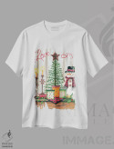 تیشرت سفید طرح دار عشق و شادی، تابلو و عبار ت های کریسمسی اثر لیزا کندی | immage.ir