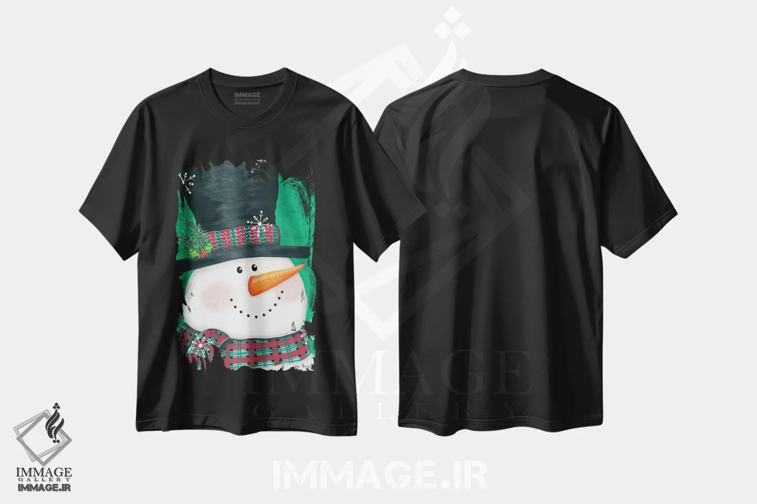 تیشرت مشکی طرح دار آدم برفی پرتره، تزئینی اثر لیزا کندی | immage.ir