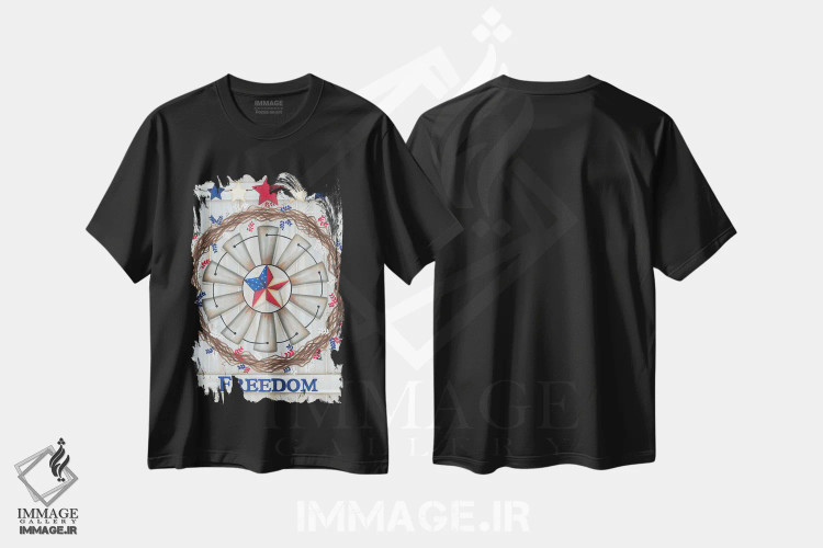 تیشرت مشکی طرح دار آزادی، دکور آمریکایی اثر لیزا کندی | فروشگاه ایماژ