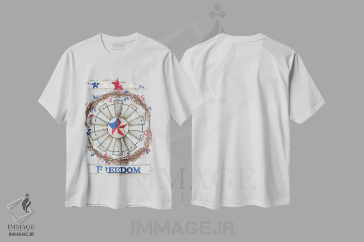 تیشرت سفید طرح دار آزادی، دکور آمریکایی اثر لیزا کندی | immage.ir