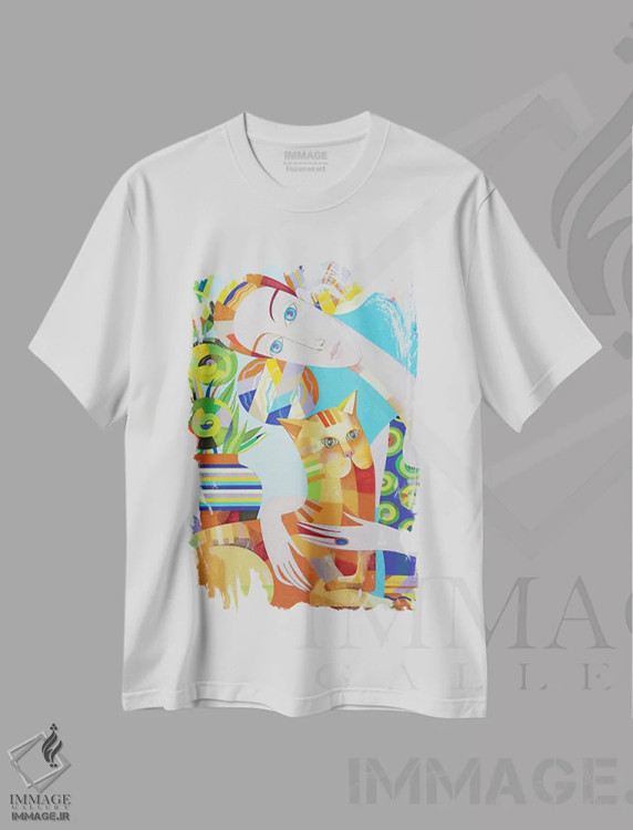 تیشرت سفید طرح دار دوستی واقعی، هنر فاخر معاصر اثر نِلی لوکاشیک | immage.ir