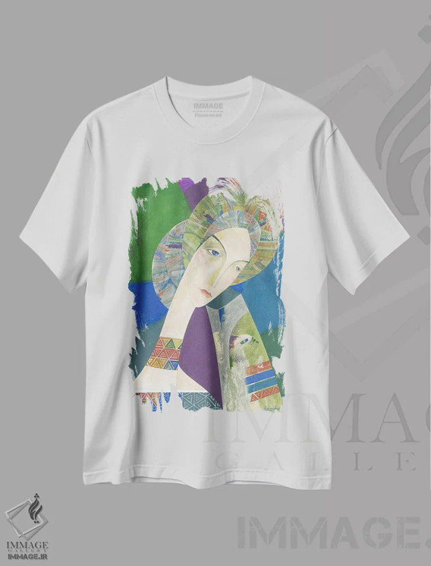 تیشرت سفید طرح دار کلمنتین، مدیوم اثر نِلی لوکاشیک | فروشگاه ایماژ