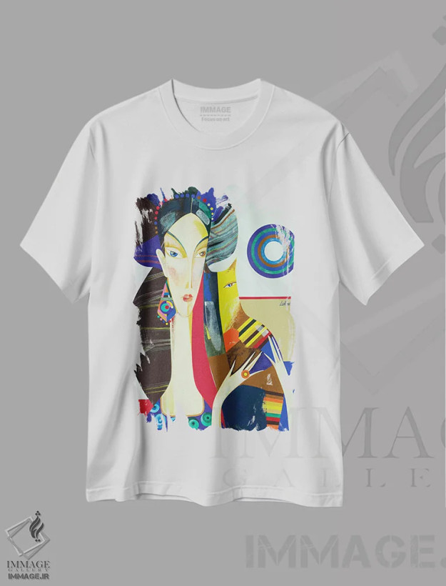 تیشرت سفید طرح دار فلورانس، مدیوم اثر نِلی لوکاشیک | فروشگاه ایماژ