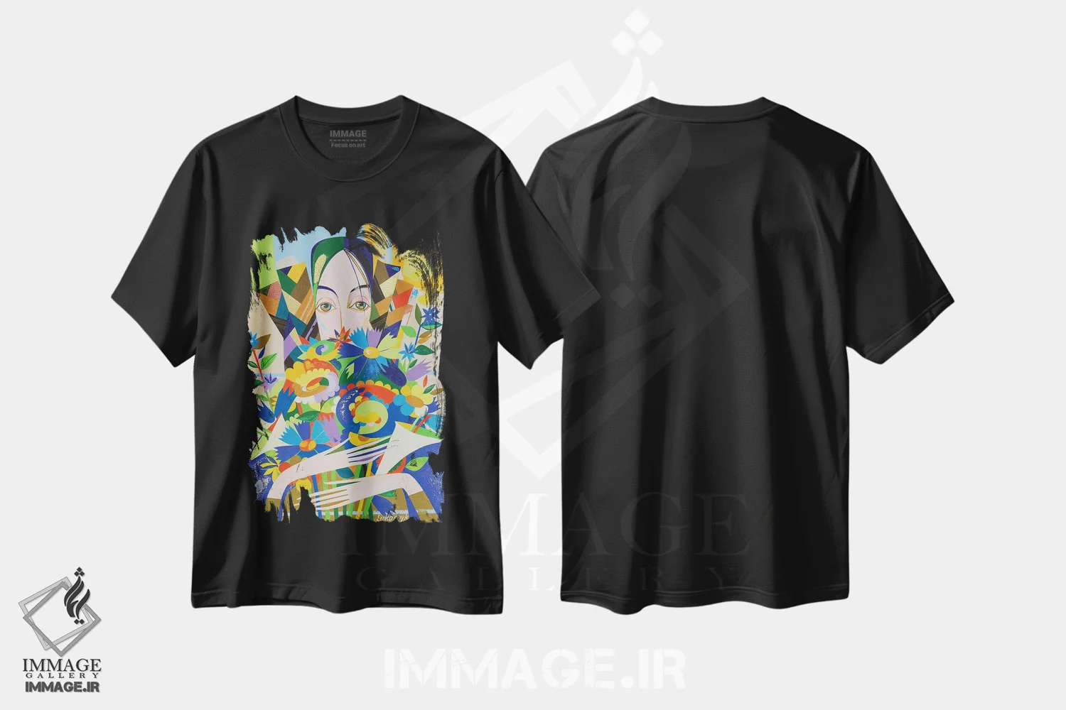 تیشرت مشکی طرح دار گل هایی برای کلودیا، مدیوم اثر نِلی لوکاشیک | فروشگاه ایماژ