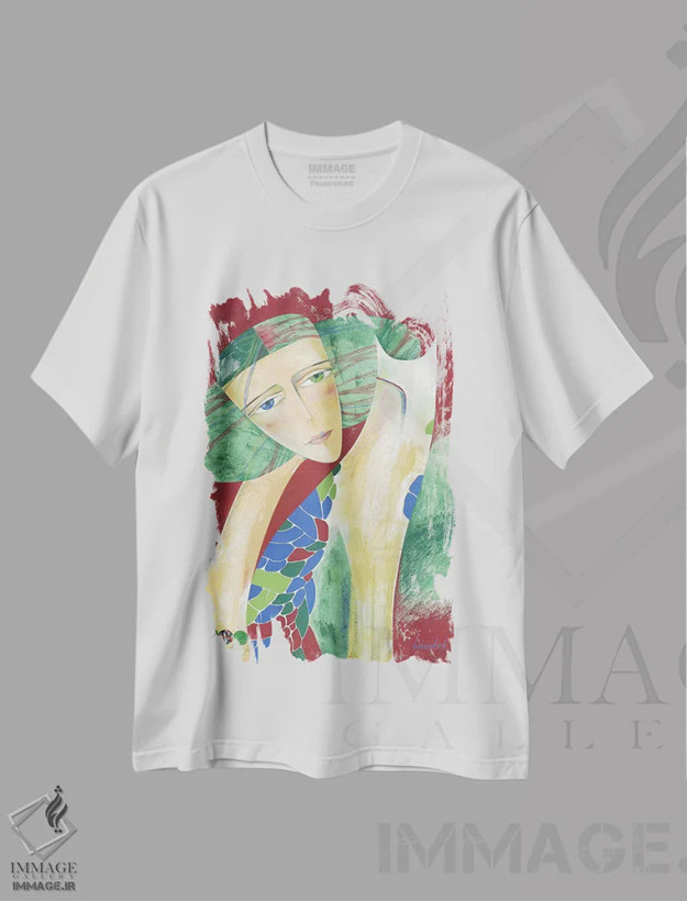 تیشرت سفید طرح دار مهره های ماه، مدیوم اثر نِلی لوکاشیک | فروشگاه ایماژ