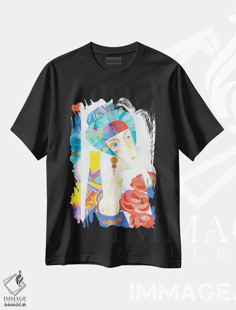 تیشرت مشکی طرح دار مگدا، مدیوم اثر نِلی لوکاشیک | immage.ir