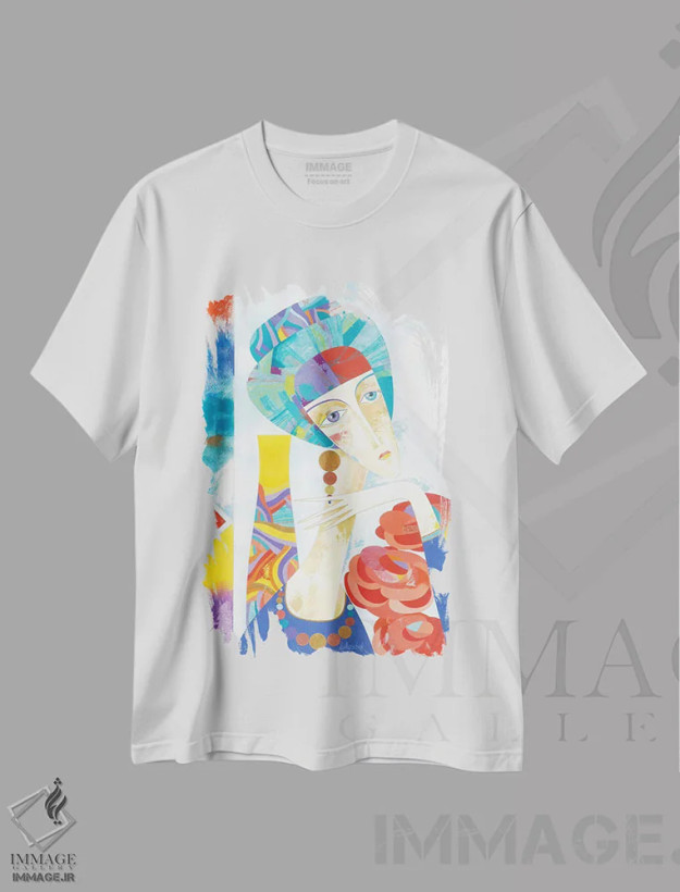 تیشرت سفید طرح دار مگدا، مدیوم اثر نِلی لوکاشیک | فروشگاه ایماژ