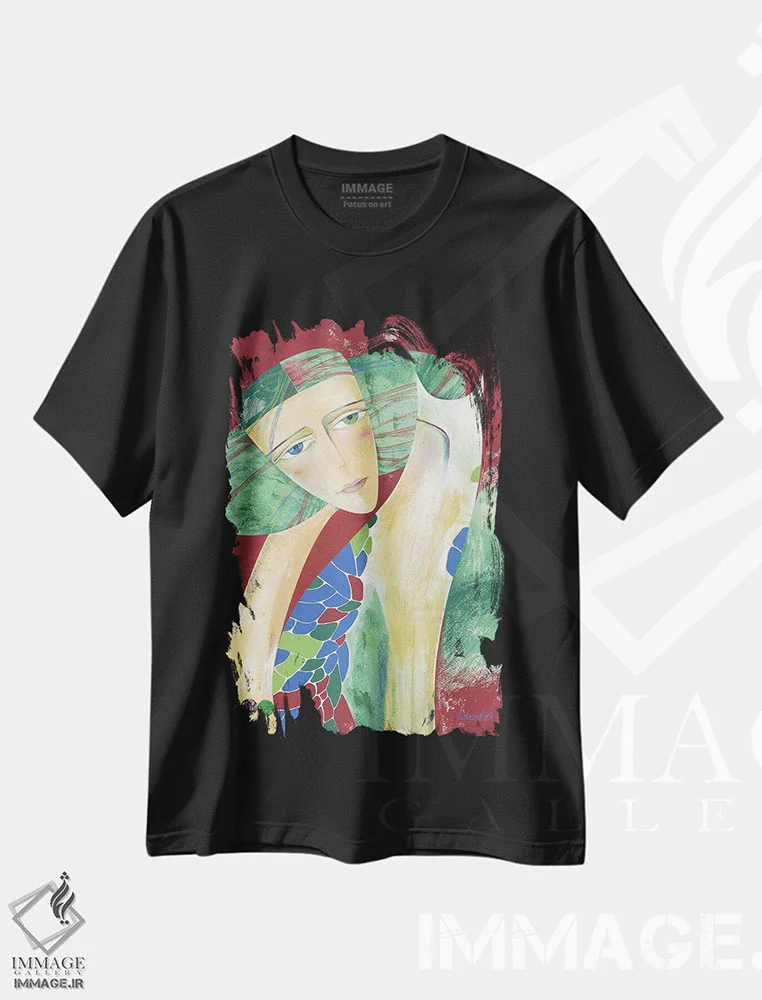 تیشرت مشکی طرح دار مهره های ماه، مدیوم اثر نِلی لوکاشیک | immage.ir