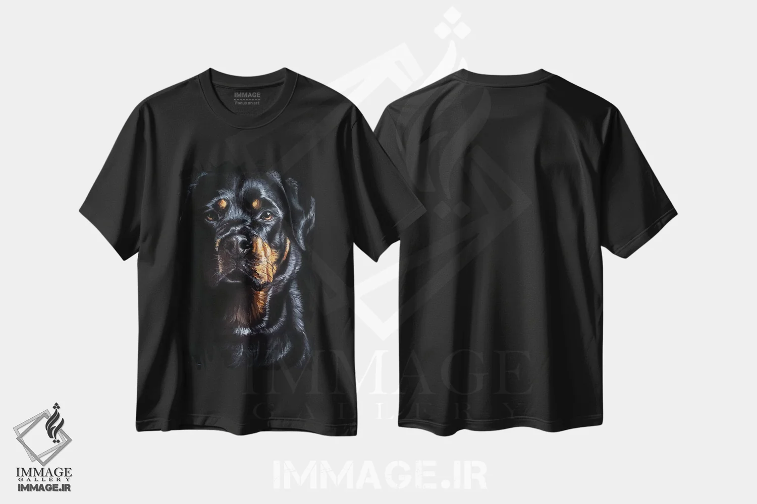 تیشرت مشکی طرح دار روتوایلر، تزئینی اثر لینزی کیوی | فروشگاه ایماژ