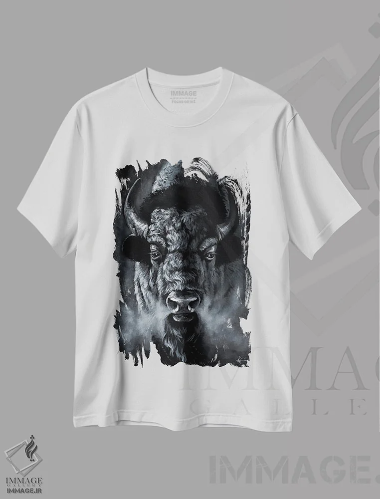 تیشرت سفید طرح دار شبح دشت ها، هنر فاخر معاصر اثر لینزی کیوی | فروشگاه ایماژ