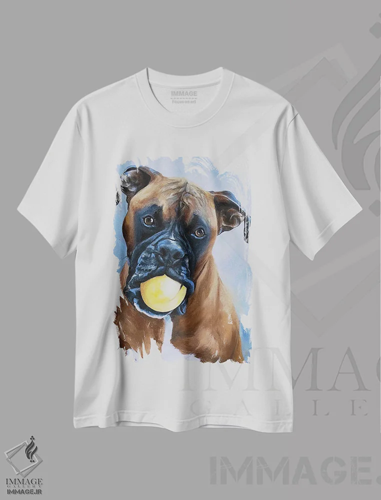 تیشرت سفید طرح دار باکسر، مدیوم اثر لینزی کیوی | فروشگاه ایماژ