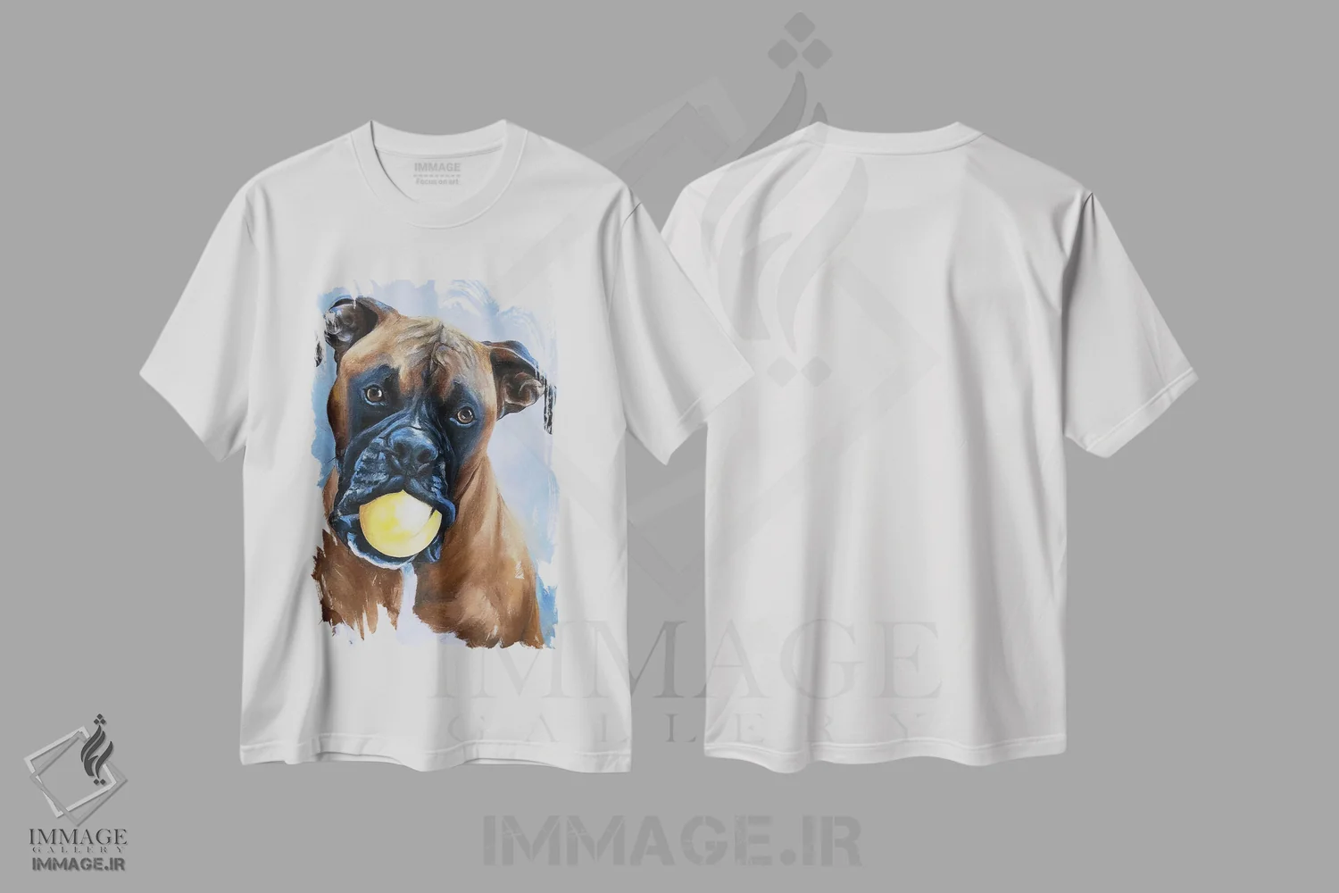 تیشرت سفید طرح دار باکسر، مدیوم اثر لینزی کیوی | فروشگاه ایماژ