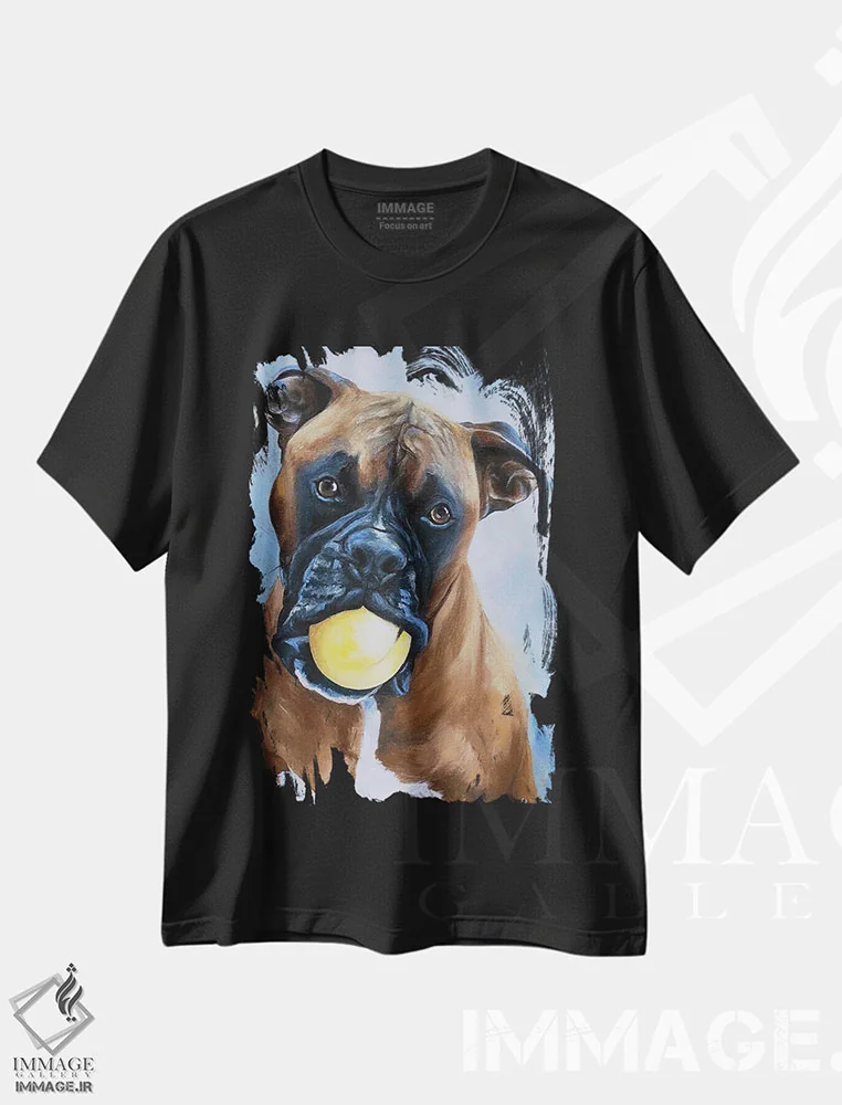 تیشرت مشکی طرح دار باکسر، مدیوم اثر لینزی کیوی | immage.ir