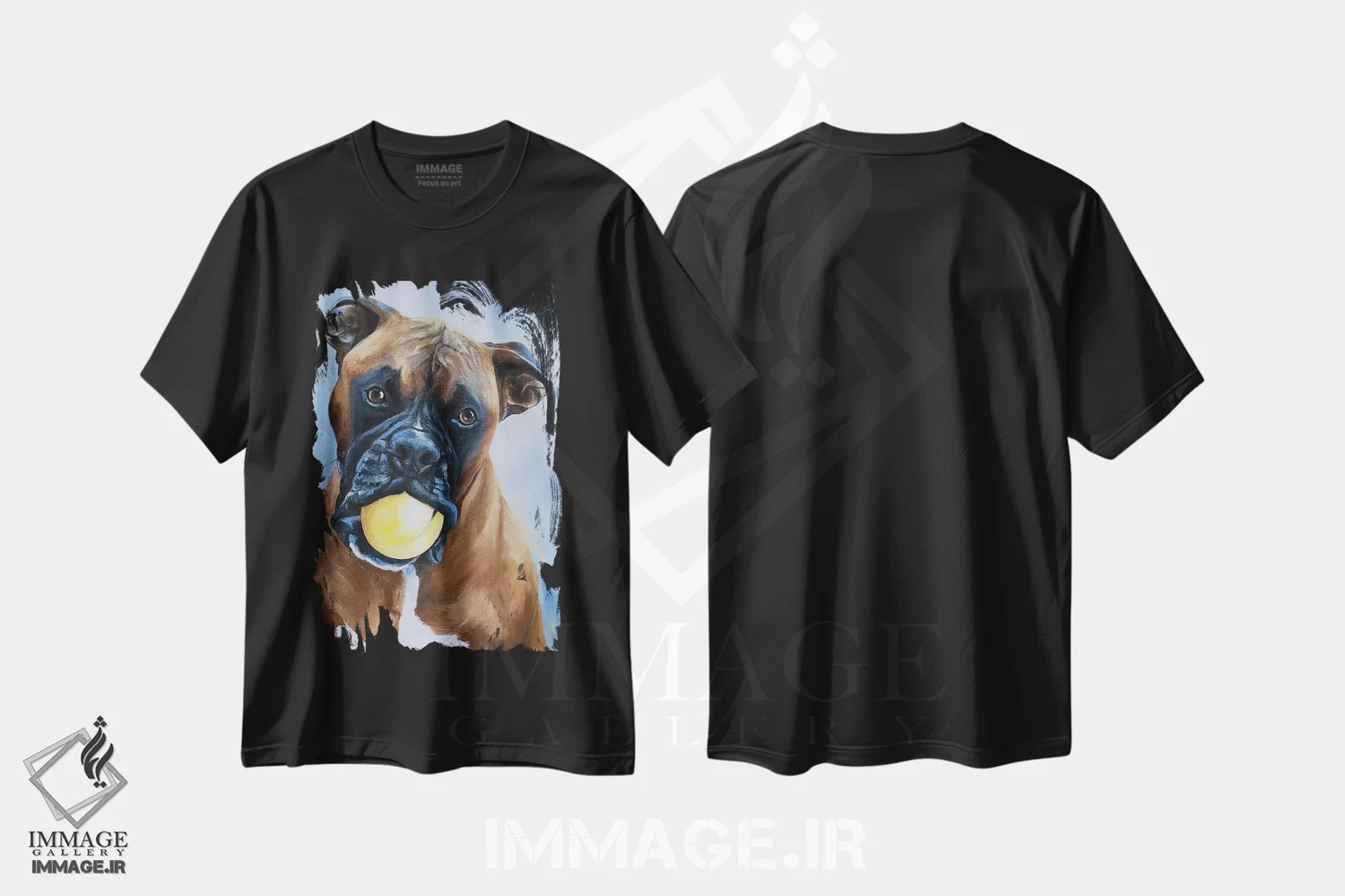 تیشرت مشکی طرح دار باکسر، مدیوم اثر لینزی کیوی | immage.ir
