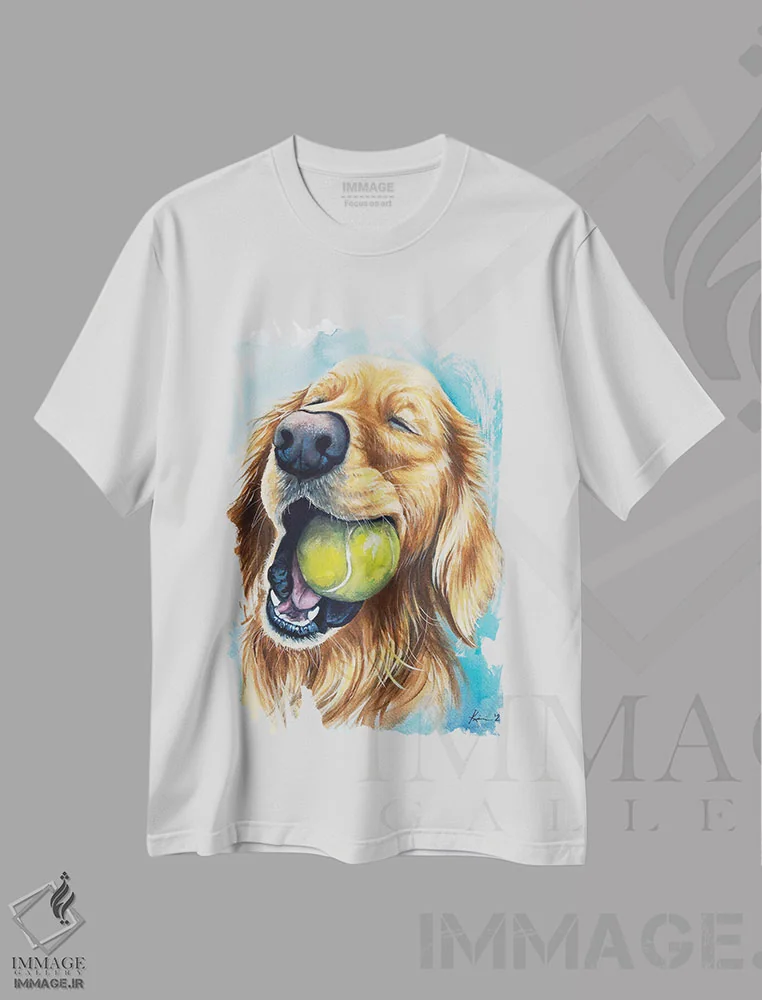 تیشرت سفید طرح دار توپ یعنی زندگی، مدیوم اثر لینزی کیوی | immage.ir