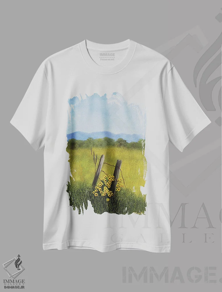 تیشرت سفید طرح دار ردیف حصار، دکور روستایی اثر شریل میلر لَکی | immage.ir