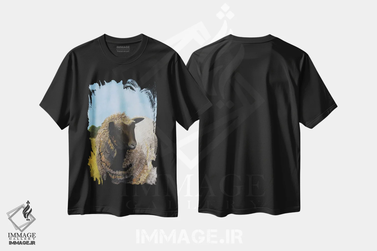 تیشرت مشکی طرح دار گوسفند ماده، باشه؟، دکور روستایی اثر شریل میلر لَکی | فروشگاه ایماژ