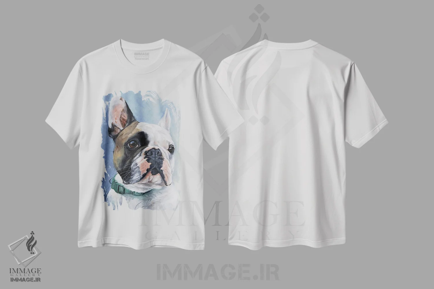 تیشرت سفید طرح دار بولداگ فرانسوی پایدار، مدیوم اثر لینزی کیوی | فروشگاه ایماژ