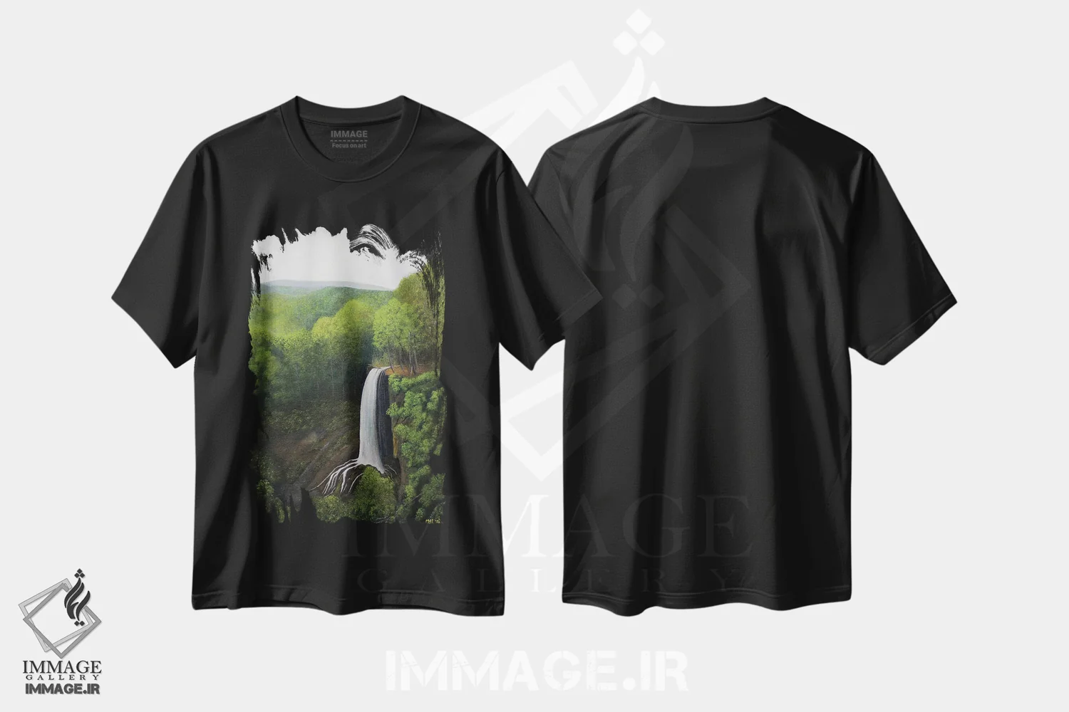 تیشرت مشکی طرح دار چشمه های جاری، دکور روستایی اثر شریل میلر لَکی | immage.ir