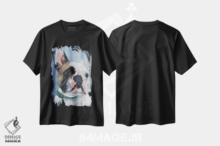 تیشرت مشکی طرح دار بولداگ فرانسوی پایدار، مدیوم اثر لینزی کیوی | immage.ir