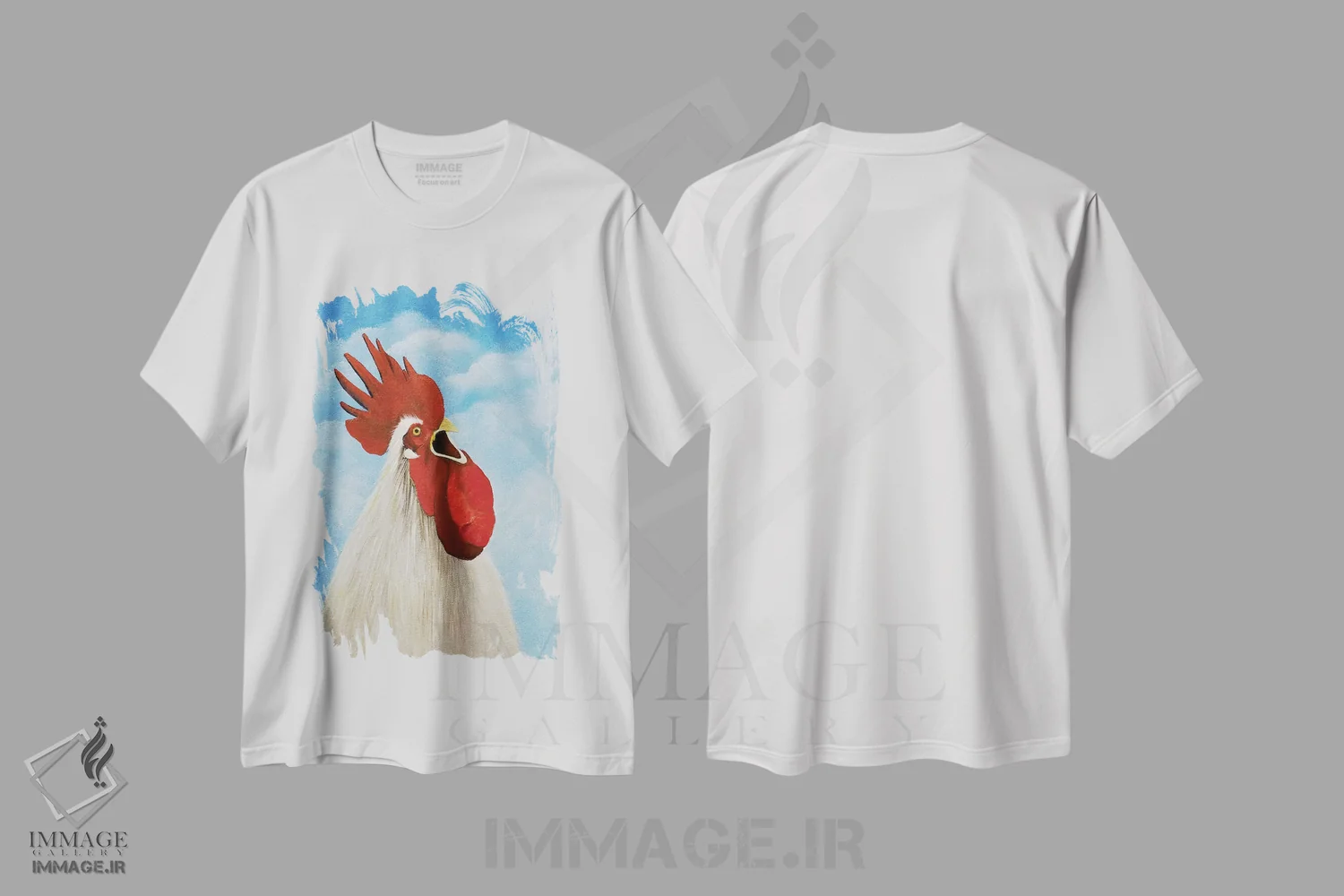 تیشرت سفید طرح دار قوقولی قوقو، دکور روستایی اثر شریل میلر لَکی | فروشگاه ایماژ