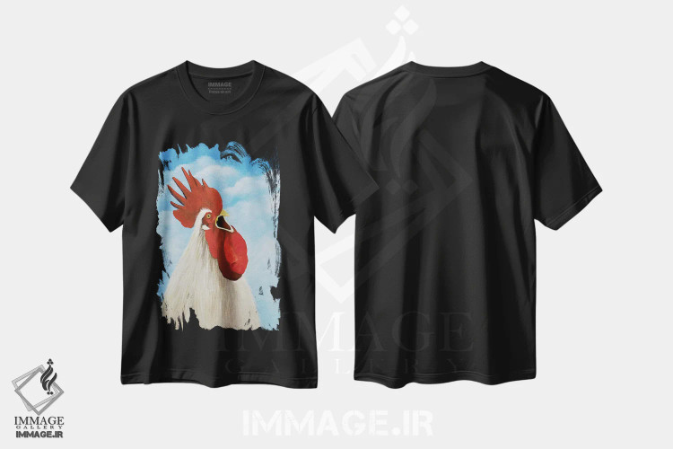 تیشرت مشکی طرح دار قوقولی قوقو، دکور روستایی اثر شریل میلر لَکی | immage.ir