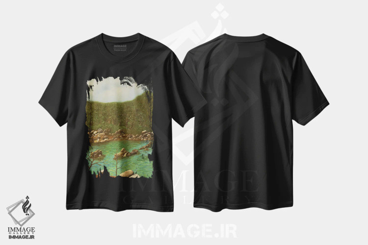 تیشرت مشکی طرح دار گذرگاه گوشن، دکور روستایی اثر شریل میلر لَکی | فروشگاه ایماژ