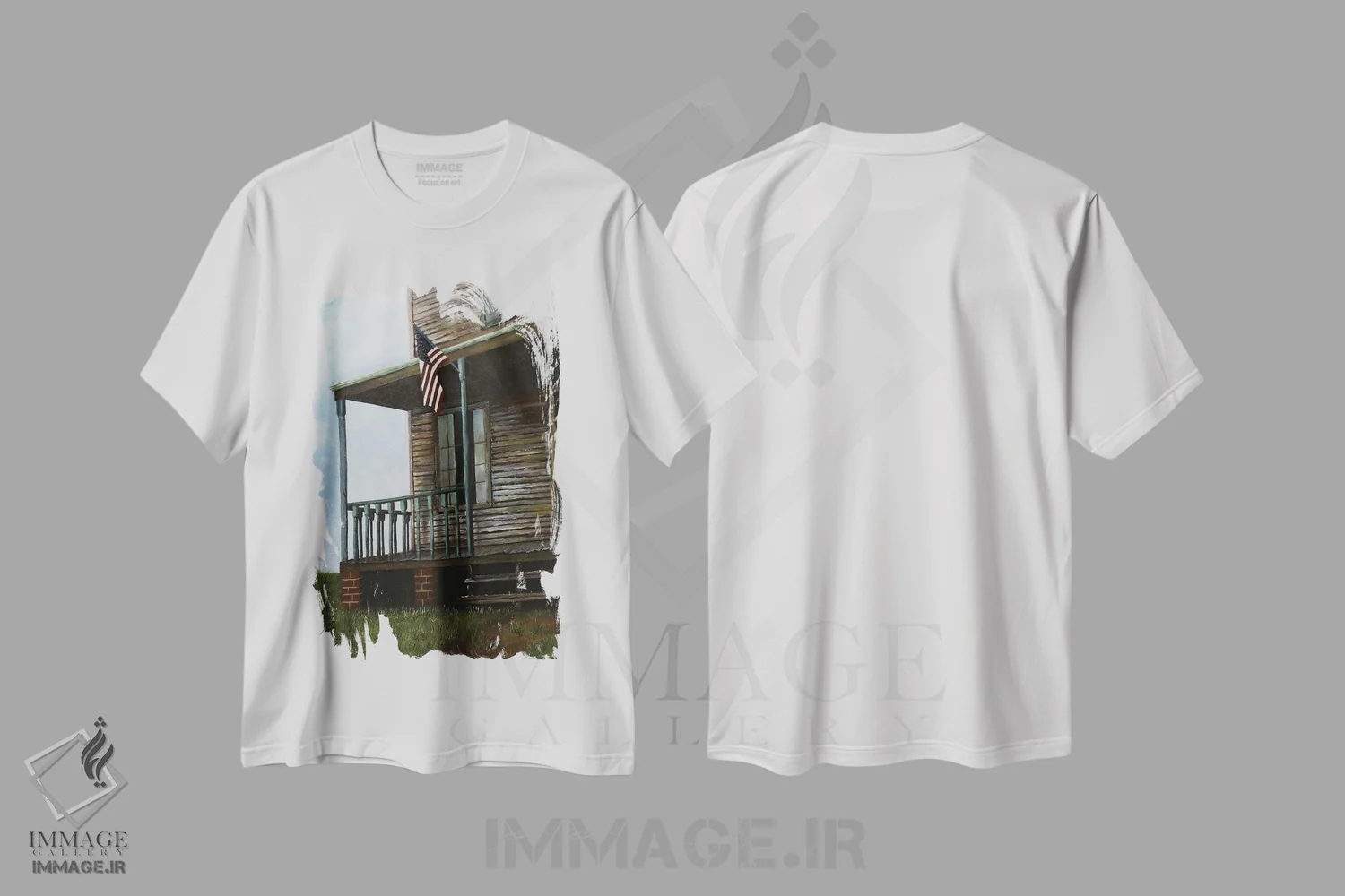تیشرت سفید طرح دار میهن پرستانه، دکور آمریکایی اثر شریل میلر لَکی | فروشگاه ایماژ