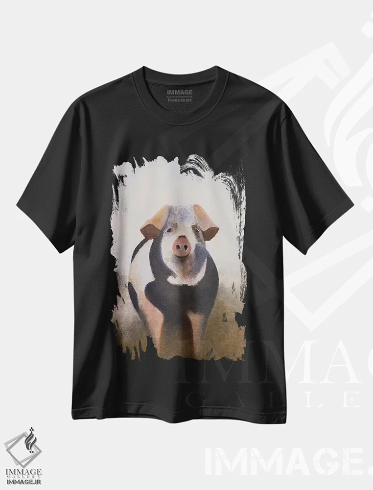 تیشرت مشکی طرح دار ژولیده و نامرتب، دکور روستایی اثر شریل میلر لَکی | فروشگاه ایماژ