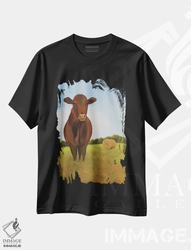 تیشرت مشکی طرح دار قرمز، دکور روستایی اثر شریل میلر لَکی | فروشگاه ایماژ