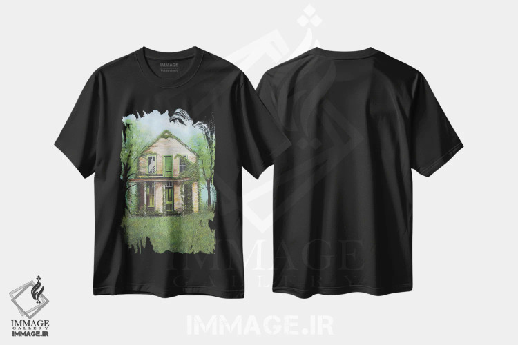 تیشرت مشکی طرح دار کلبه، دکور روستایی اثر شریل میلر لَکی | immage.ir