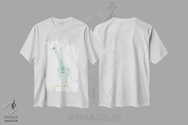 تیشرت سفید طرح دار زرافه، تزئینی اثر لیدی لوئیز دیزاینز | immage.ir