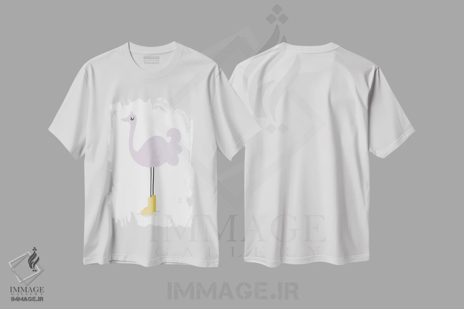 تیشرت سفید طرح دار شترمرغ، تزئینی اثر لیدی لوئیز دیزاینز | immage.ir