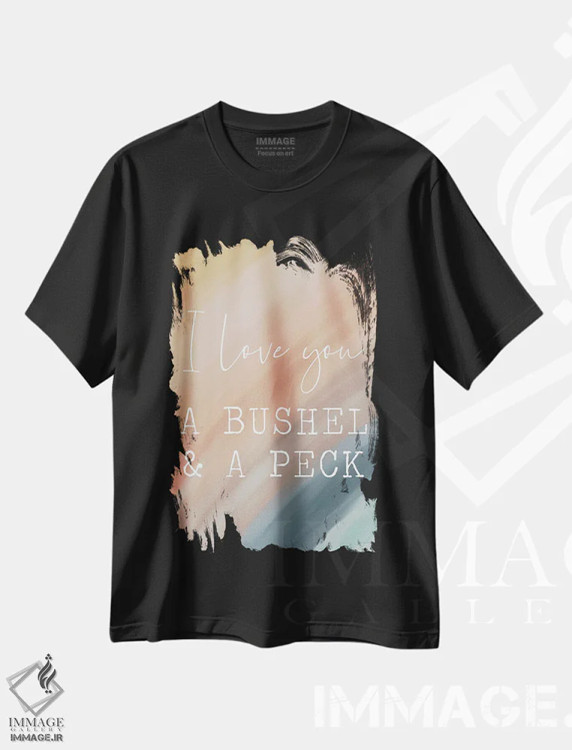 تیشرت مشکی طرح دار رنگین کمان: تو را یک عالمه دوست دارم، تایپوگرافی اثر لیدی لوئیز دیزاینز | immage.ir