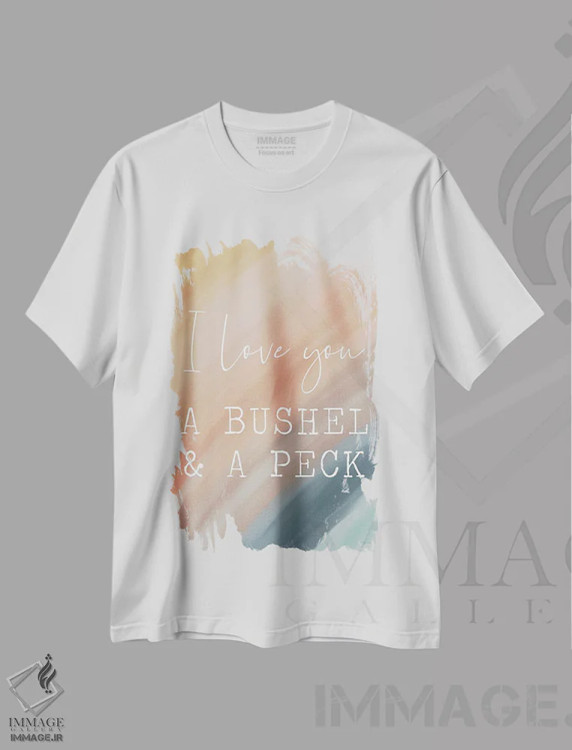 تیشرت سفید طرح دار رنگین کمان: تو را یک عالمه دوست دارم، تایپوگرافی اثر لیدی لوئیز دیزاینز | فروشگاه ایماژ