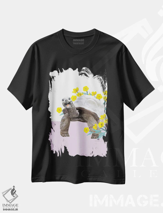 تیشرت مشکی طرح دار لاک پشت خشکی سافاری، هنر دیجیتال اثر لولا دیزاین | فروشگاه ایماژ