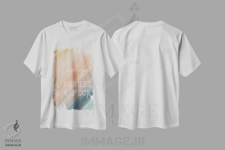 تیشرت سفید طرح دار رنگین کمان: تو را یک عالمه دوست دارم، تایپوگرافی اثر لیدی لوئیز دیزاینز | فروشگاه ایماژ