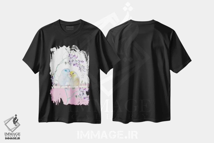 تیشرت مشکی طرح دار طوطی کوچک سافاری، هنر دیجیتال اثر لولا دیزاین | immage.ir