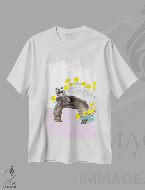 تیشرت سفید طرح دار لاک پشت خشکی سافاری، هنر دیجیتال اثر لولا دیزاین | immage.ir
