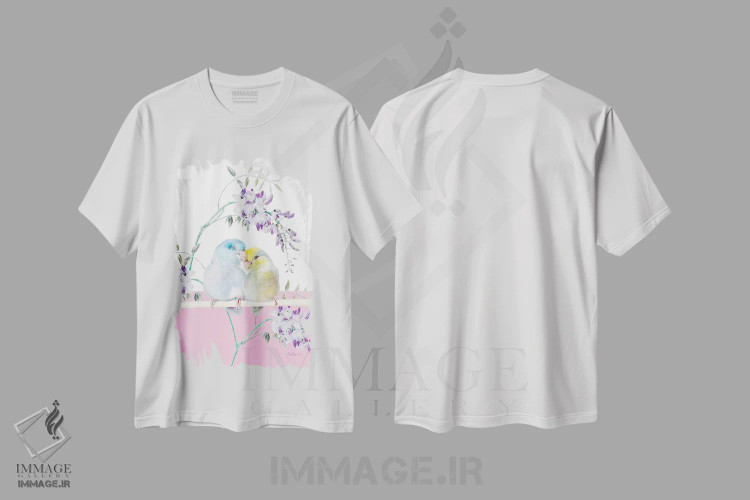 تیشرت سفید طرح دار طوطی کوچک سافاری، هنر دیجیتال اثر لولا دیزاین | فروشگاه ایماژ