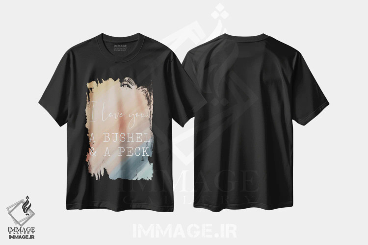 تیشرت مشکی طرح دار رنگین کمان: تو را یک عالمه دوست دارم، تایپوگرافی اثر لیدی لوئیز دیزاینز | immage.ir