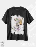تیشرت مشکی طرح دار پلنگ گیاهی حیات وحش، هنر دیجیتال اثر لولا دیزاین | فروشگاه ایماژ