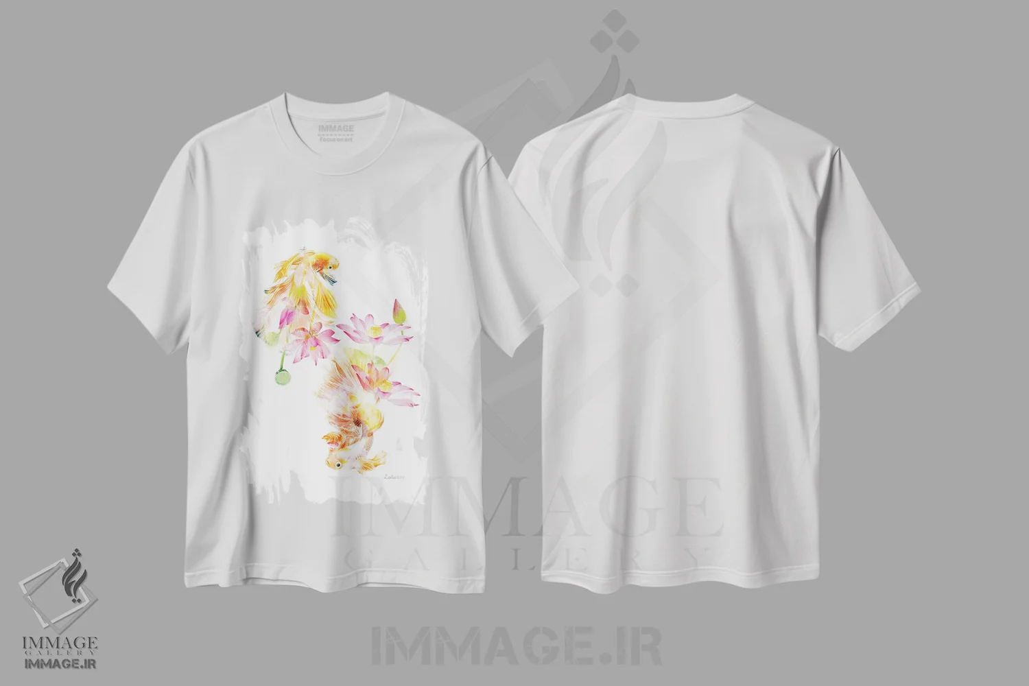 تیشرت سفید طرح دار ماهی فایتر ژاپنی گیاهی حیات وحش، هنر دیجیتال اثر لولا دیزاین | immage.ir